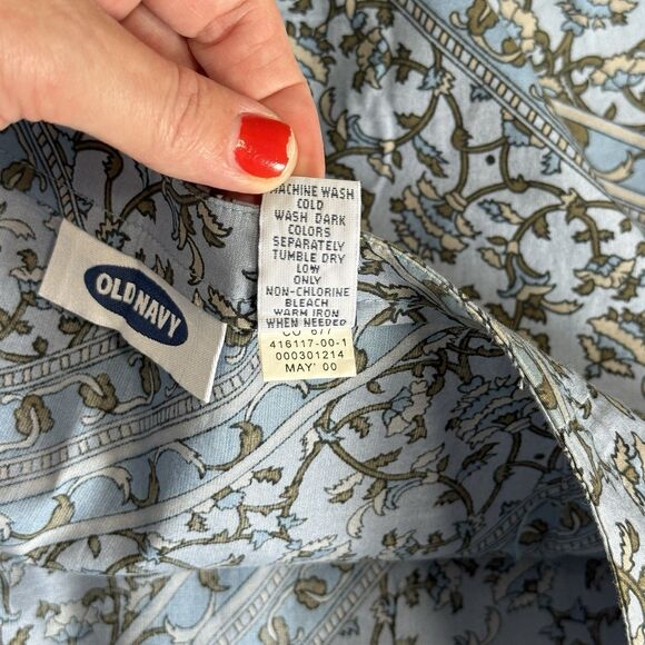 Vtg Y2K Old Navy Midi Maxi Skirt 12 Blue Floral Cottage Grunge Preppy Modest Emo - Picture 10 of 10